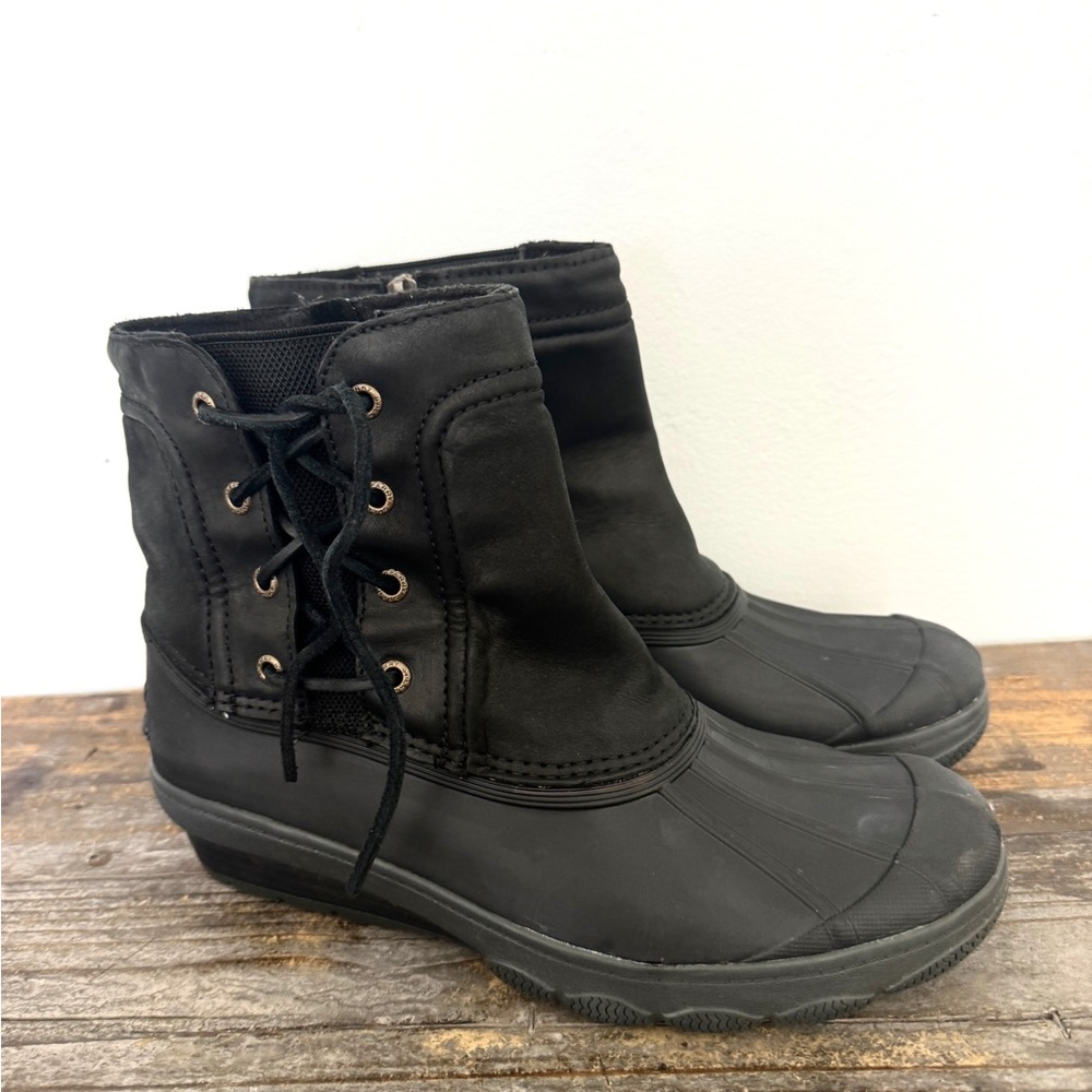 Sperry Saltwater Runner Leather Waterproof Duck Rain Boots Size 9.5